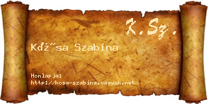 Kósa Szabina névjegykártya